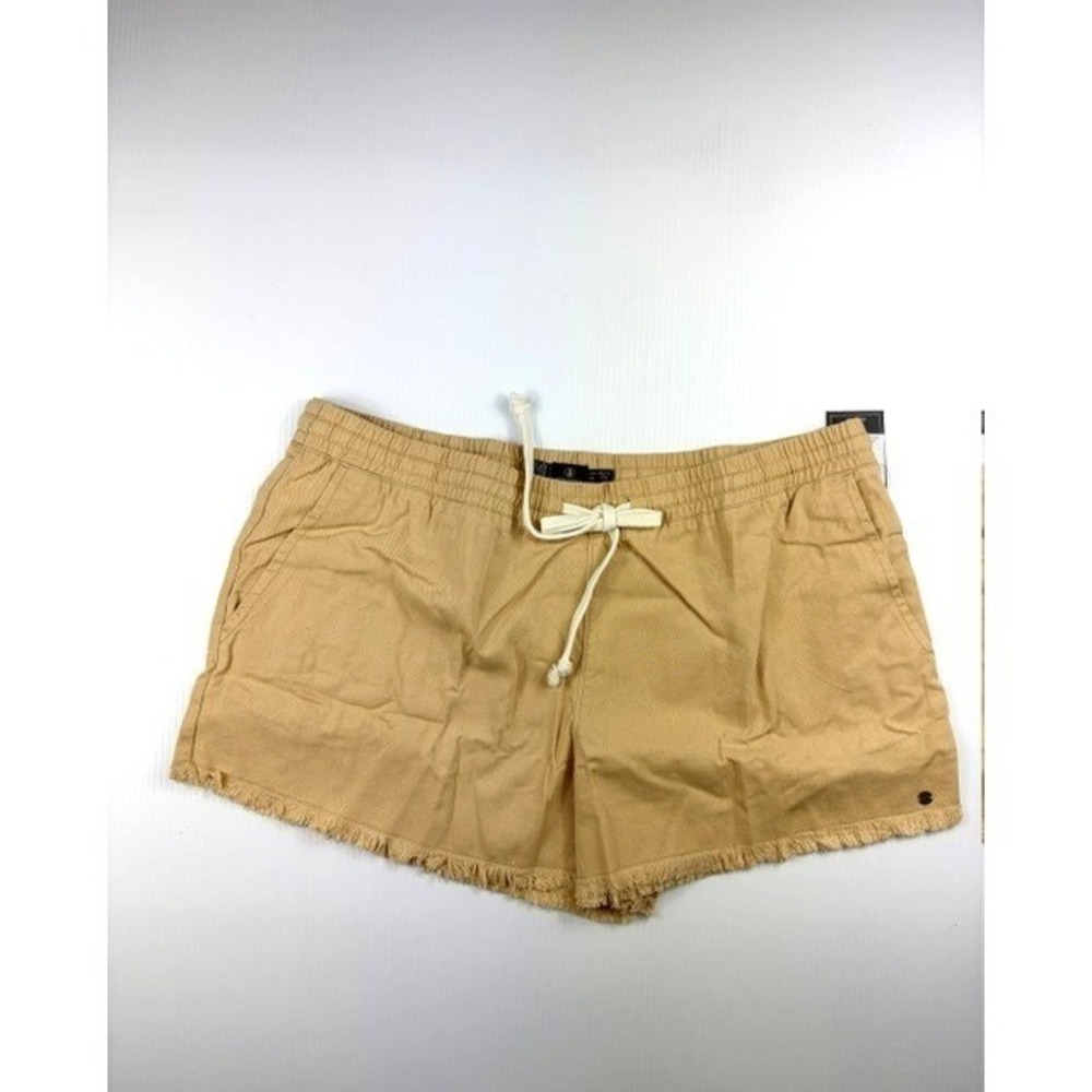 Volcom Strutin Stone Shorts Womens XXL Hazel Tan Frayed Hem Drawstring B0932206